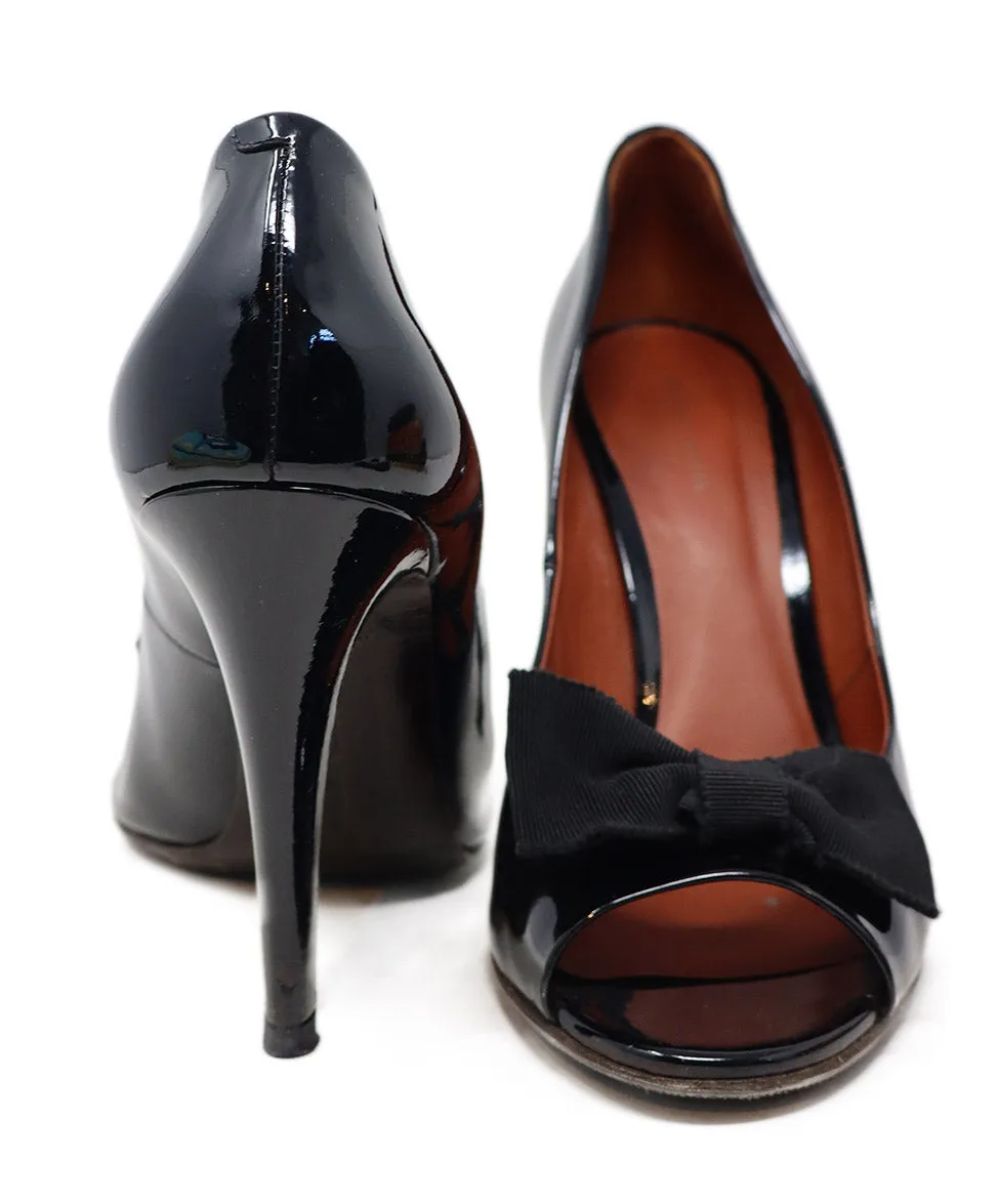 Bottega Veneta Black Patent Leather Bow Heels sz 10