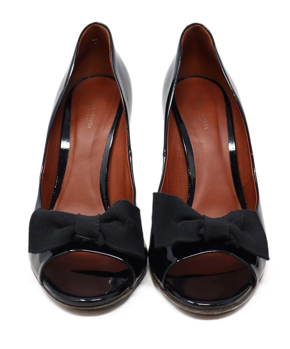 Bottega Veneta Black Patent Leather Bow Heels sz 10