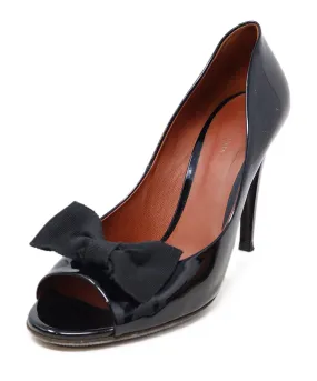 Bottega Veneta Black Patent Leather Bow Heels sz 10