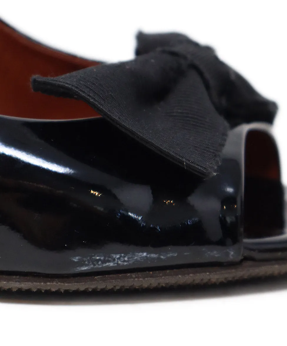 Bottega Veneta Black Patent Leather Bow Heels sz 10