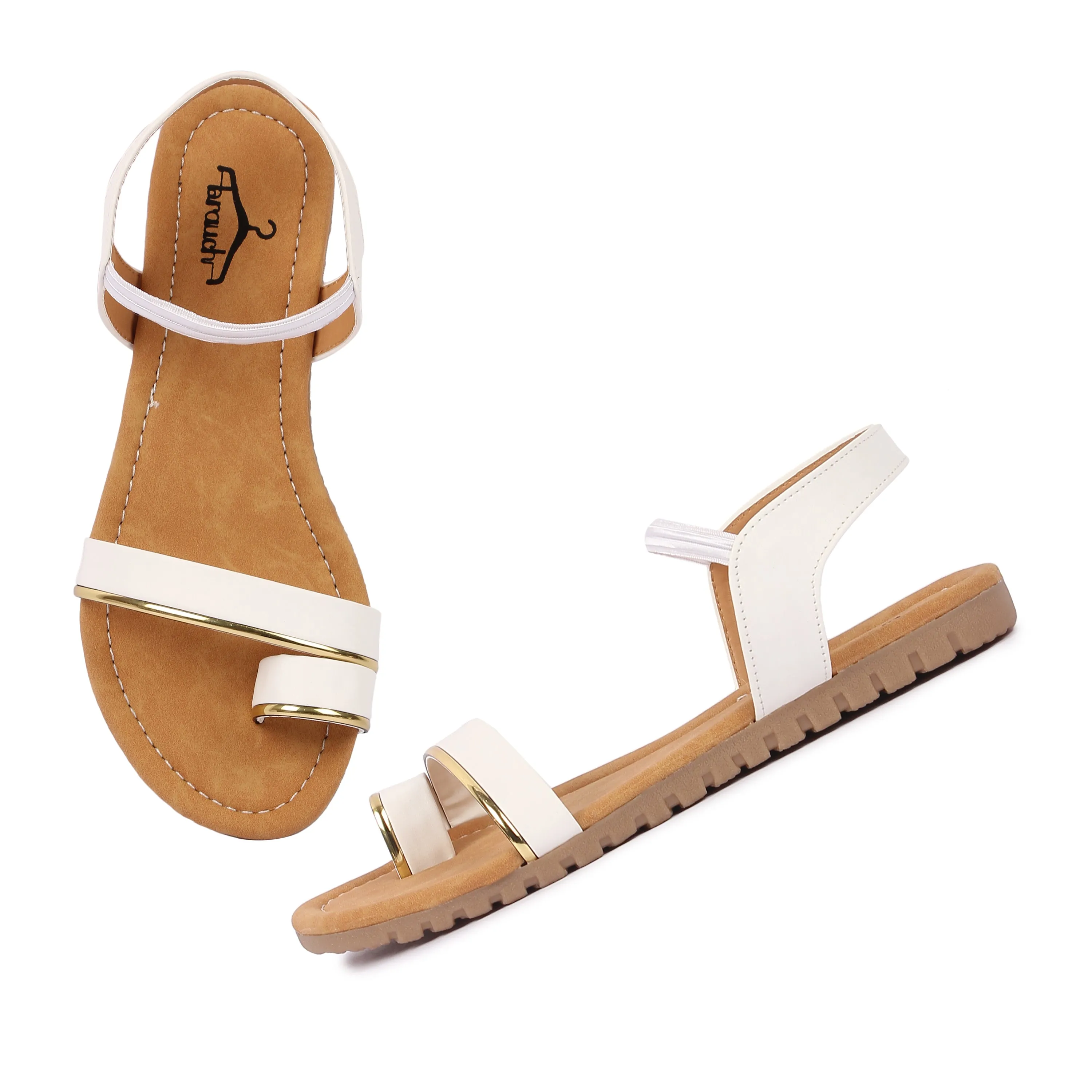 Brauch Women's White Thumb Strap Sandal