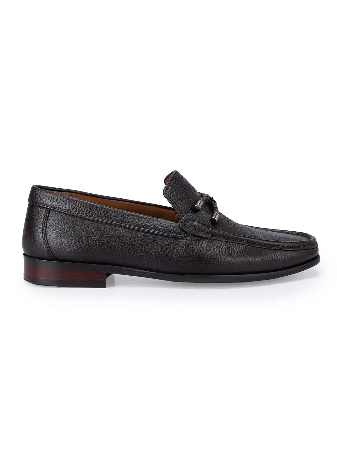 Coffee Braided Leather Loafers