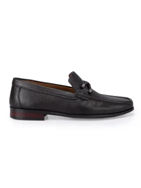 Coffee Braided Leather Loafers