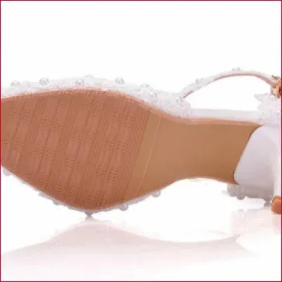 Elegant Wedding Bridal Shoes in White and Pink