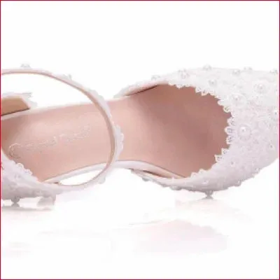 Elegant Wedding Bridal Shoes in White and Pink