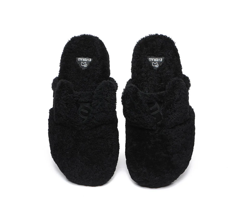 EVERAU® UGG Slippers Women Sheepskin Wool Fluffy Bunny