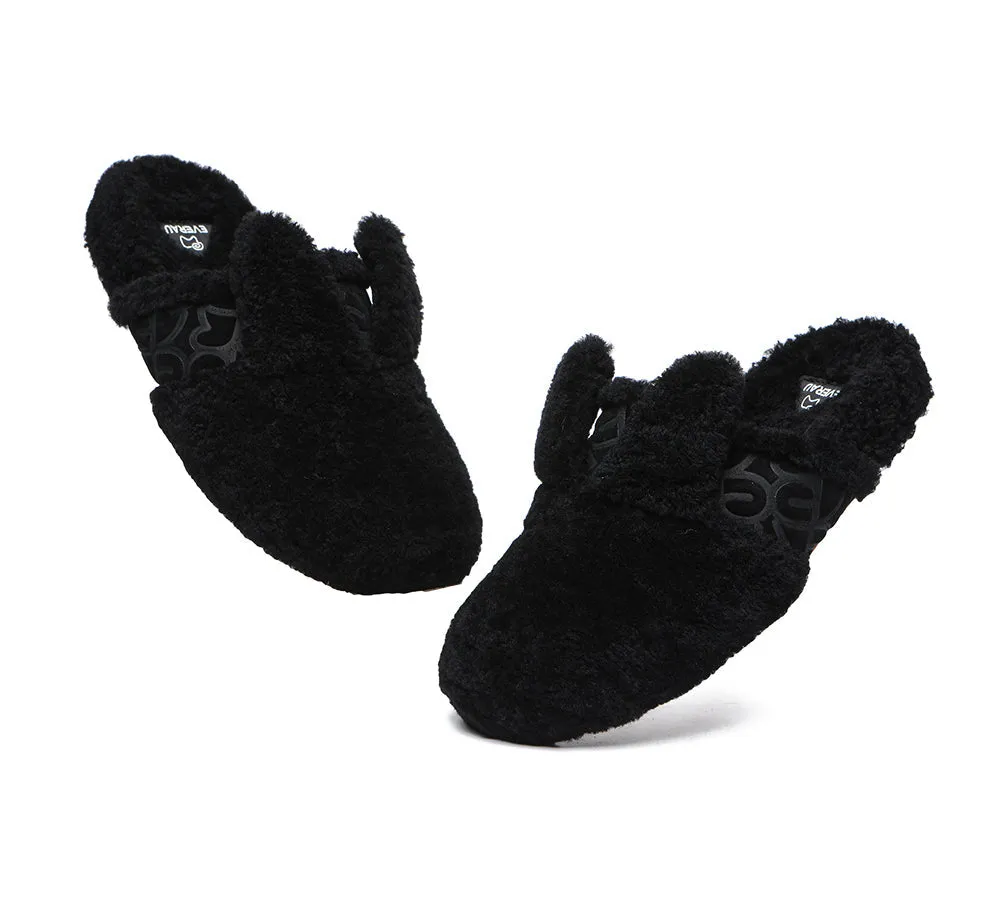 EVERAU® UGG Slippers Women Sheepskin Wool Fluffy Bunny
