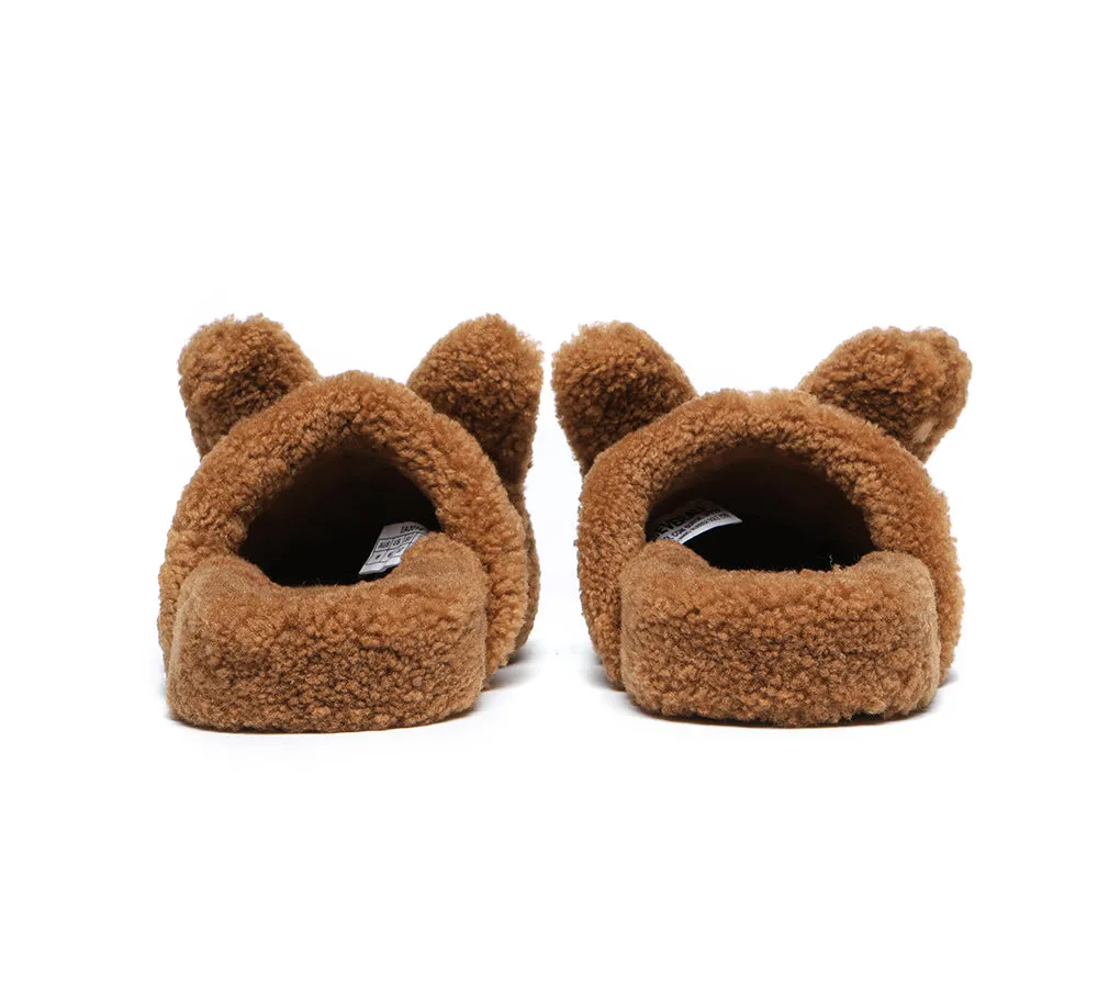 EVERAU® UGG Slippers Women Sheepskin Wool Fluffy Bunny