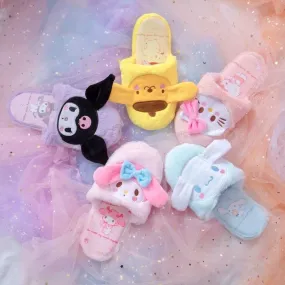 Fuzzy Bunny Embroidered Slippers