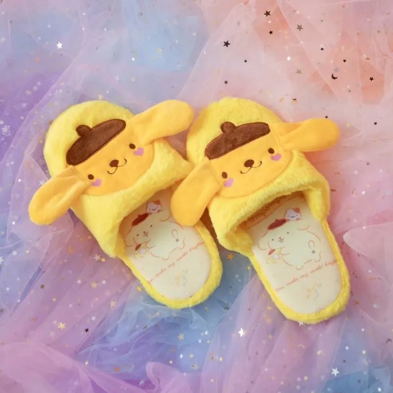 Fuzzy Bunny Embroidered Slippers