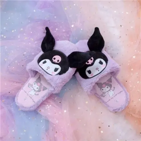 Fuzzy Bunny Embroidered Slippers