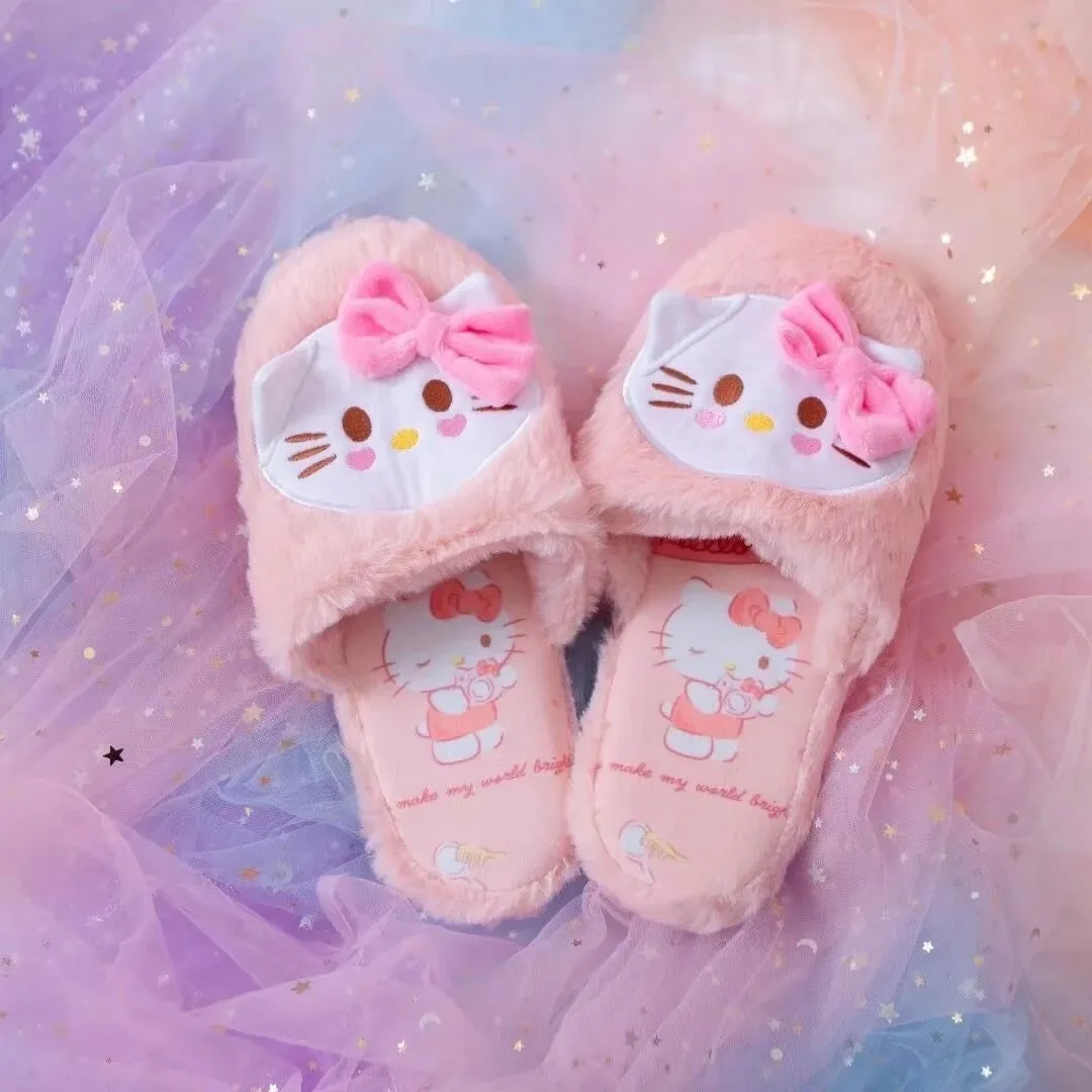 Fuzzy Bunny Embroidered Slippers