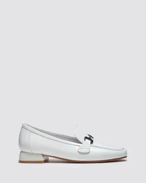 ITCHY LOAFERS WHITE PATENT LEATHER