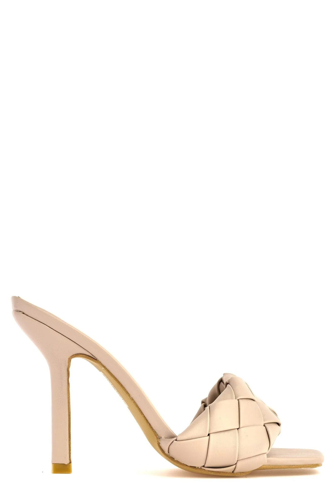 Lopez Plait Detail Band Mid Heel Mule in Nude