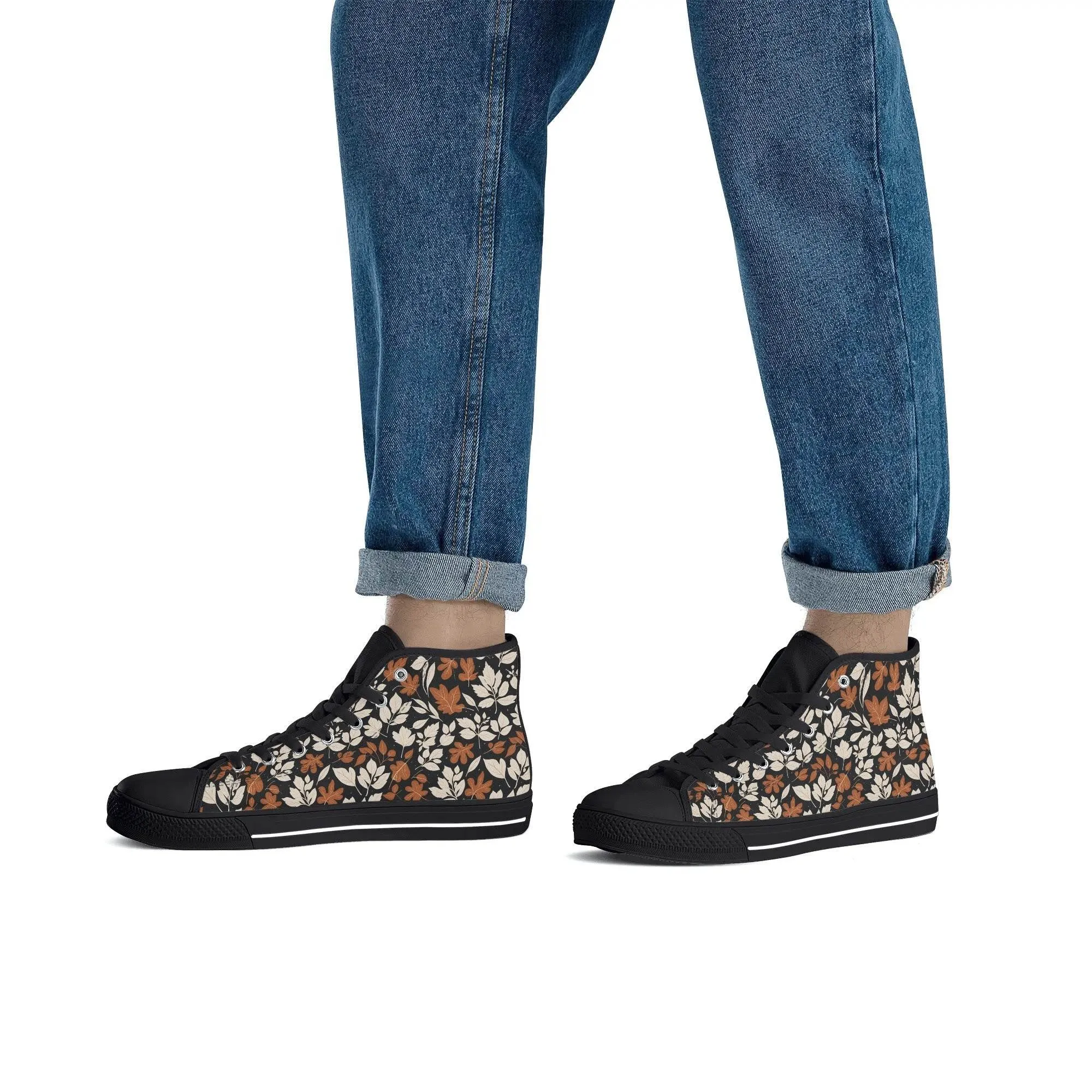 Mens Rubber High Top Dark Autumn Canvas Shoes