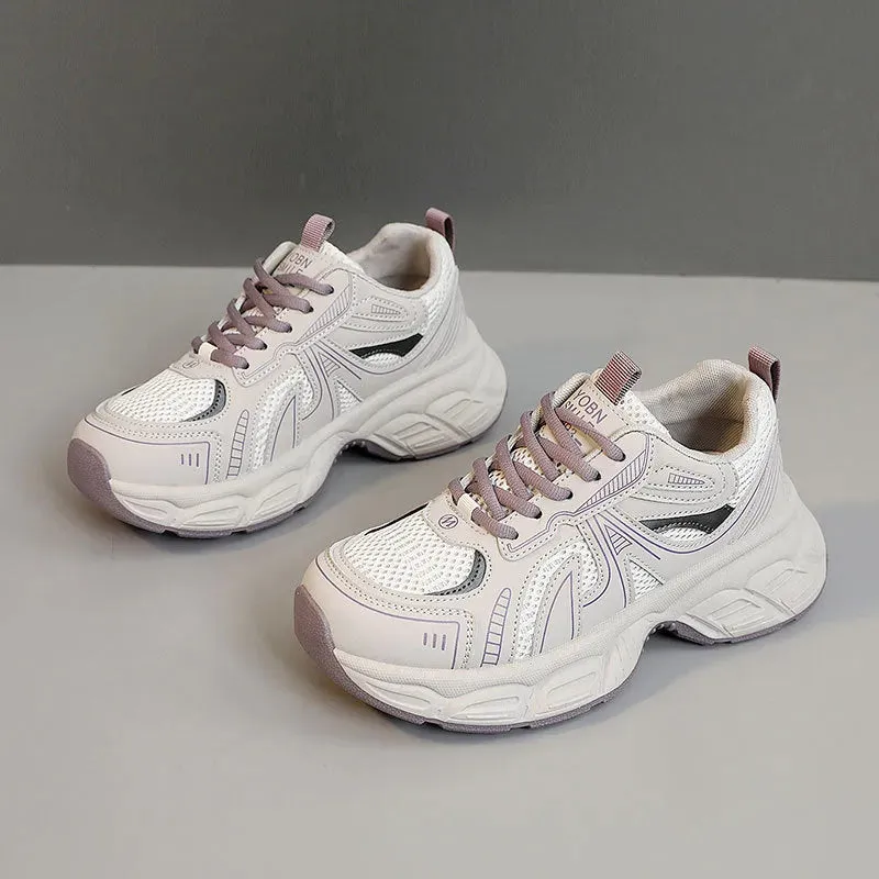 Mesh Lace Up Round Toe Platform Athletic