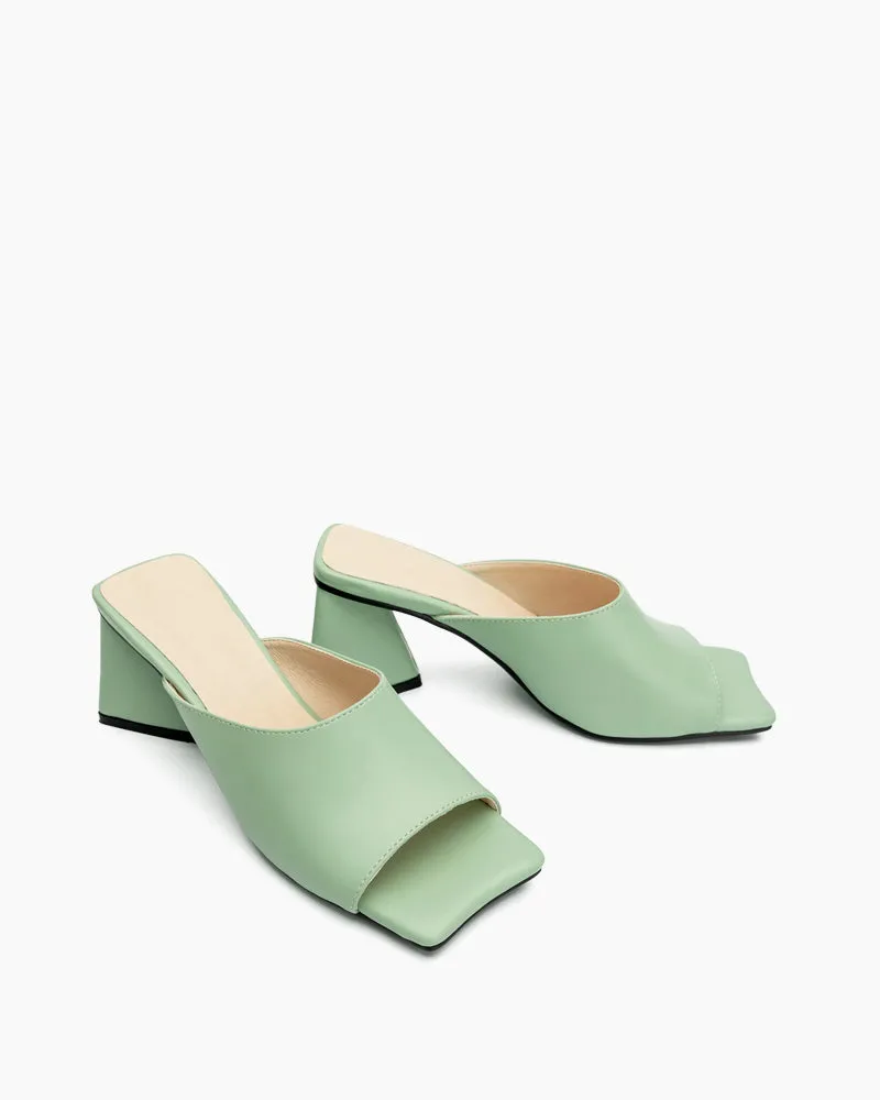Minimalist Solid Color Chunky Heel Sandals