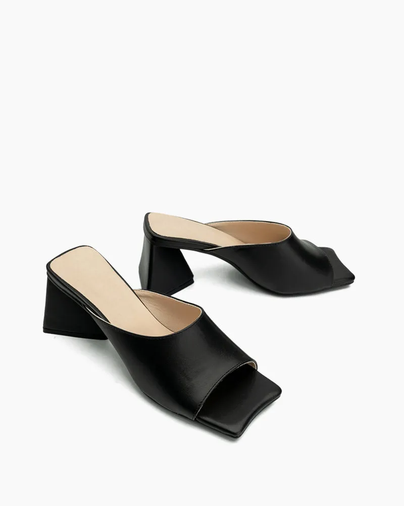 Minimalist Solid Color Chunky Heel Sandals