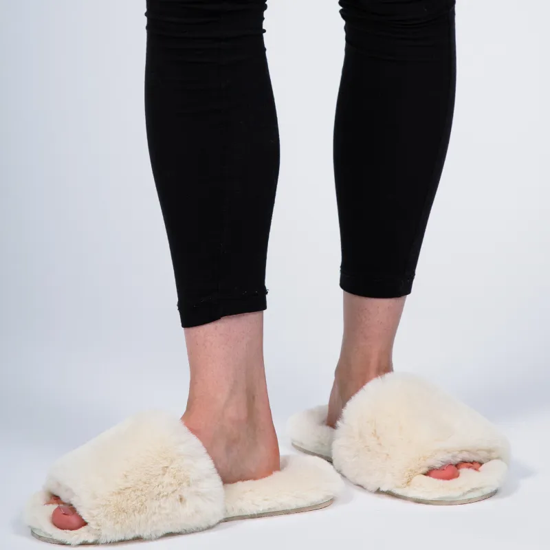 Miss Sparrow Faux Fur Single Strap Sliders