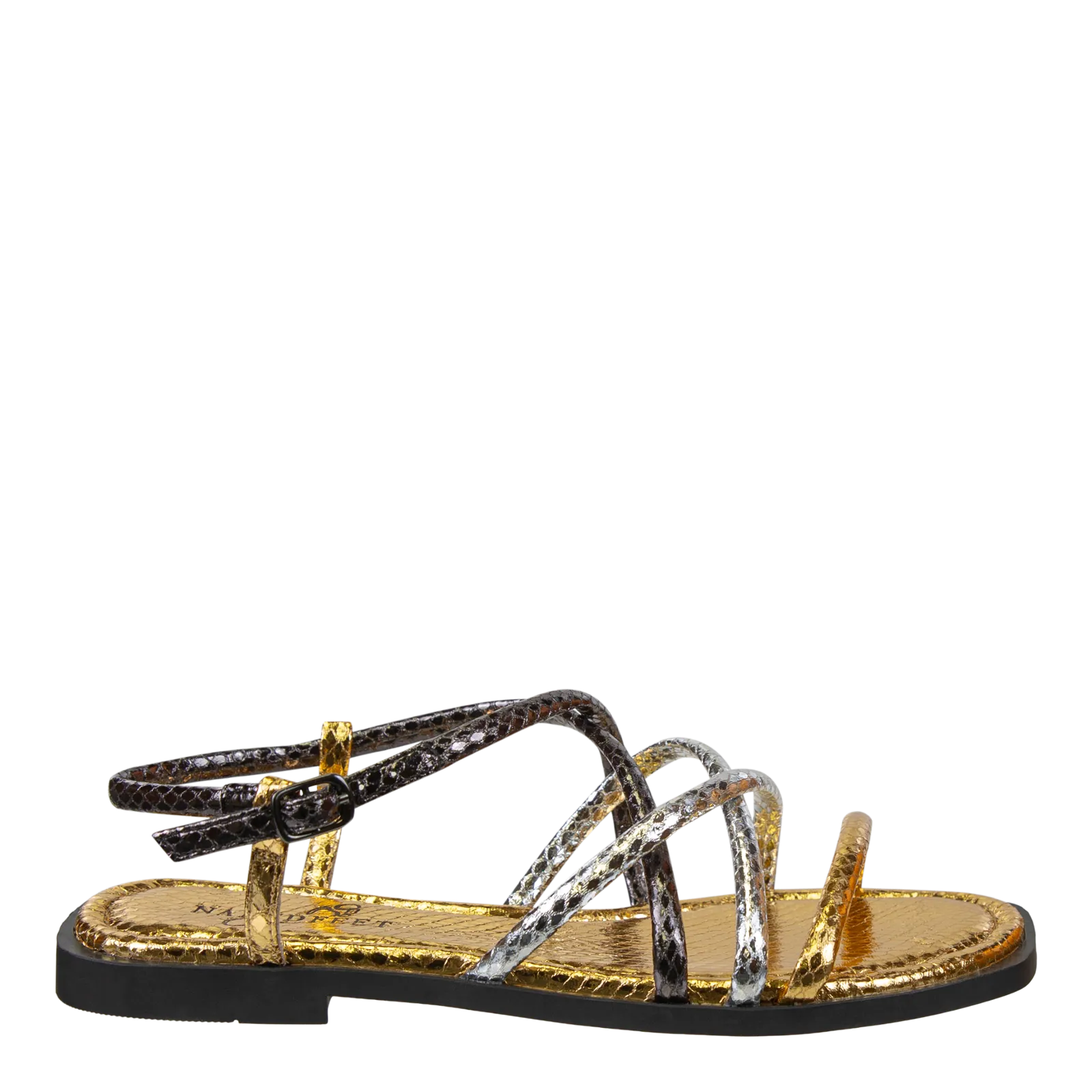 NAKED FEET - MINIMALIST in PEWTER Flat Sandals
