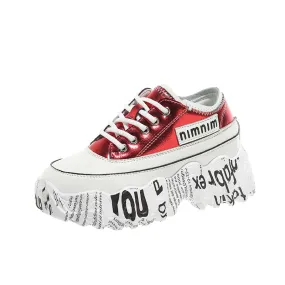 Newspaper Trifle Bottom Trendy Casual Heightening Sneakers