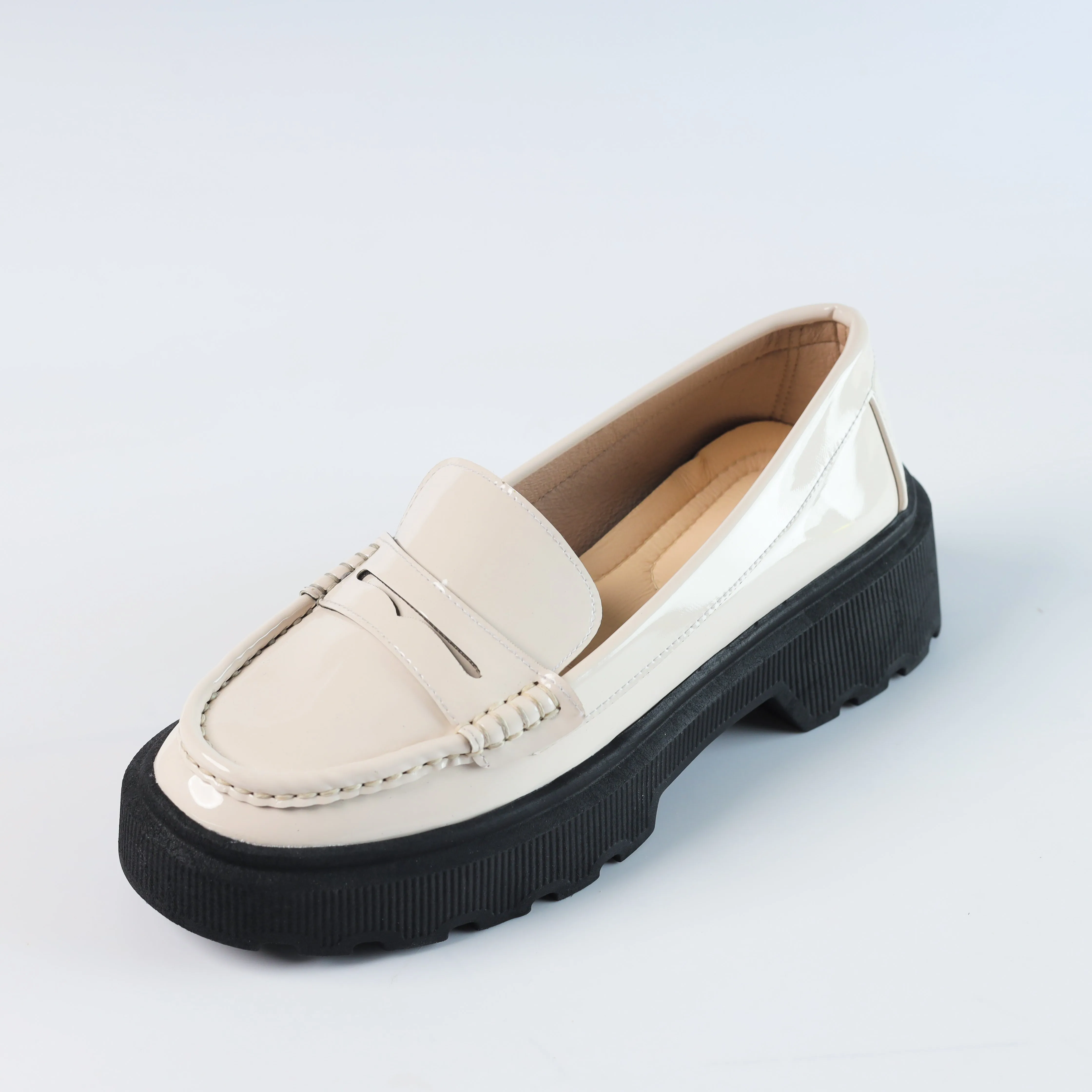 Quality Verne Leather Chunky Loafers - Beige