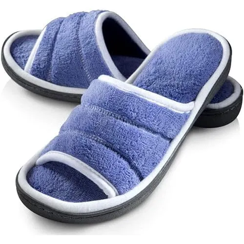 Roxoni Women's Slippers Open Toe Slide Spa Terry Cloth