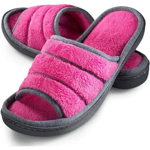 Roxoni Women's Slippers Open Toe Slide Spa Terry Cloth