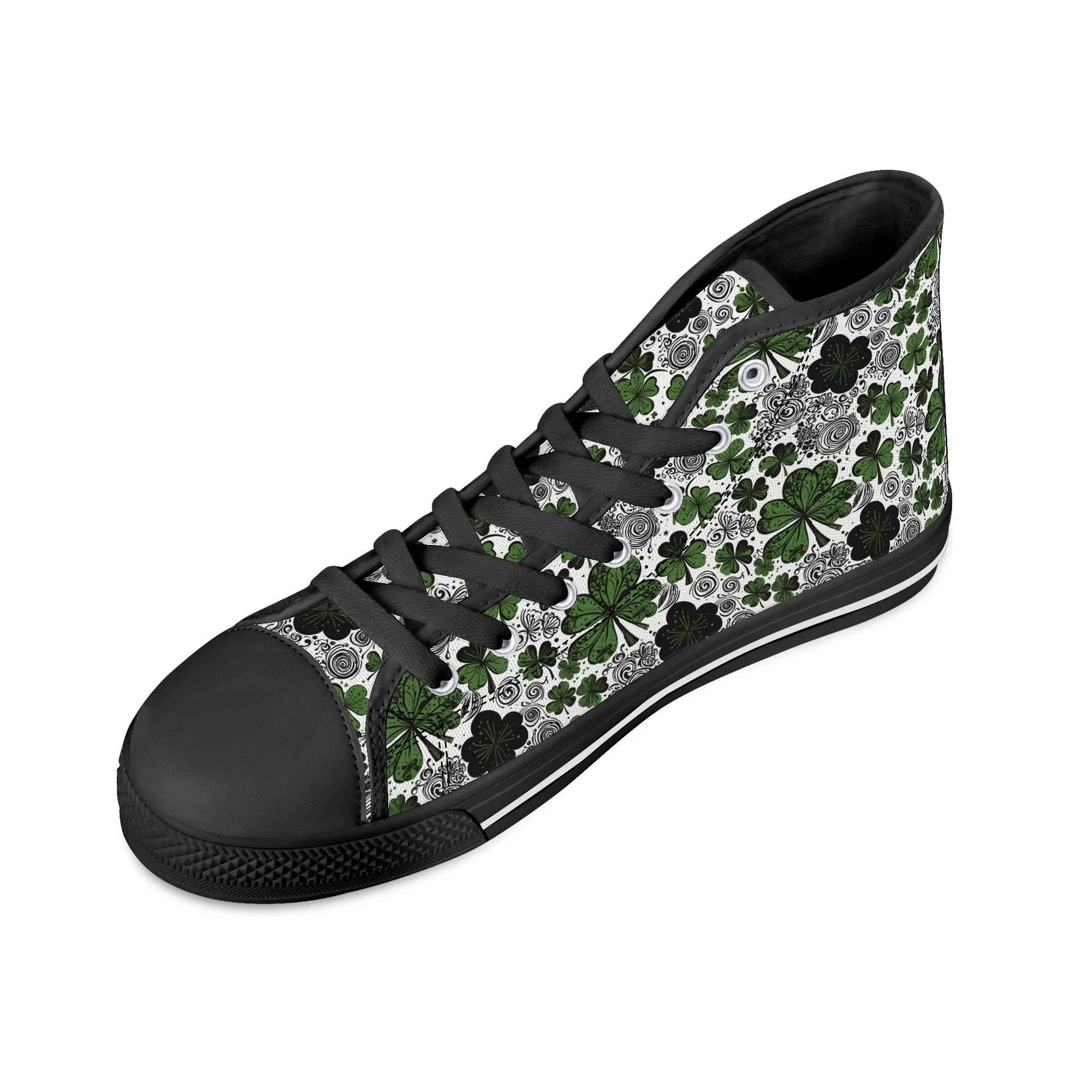 Scribbled Clover Womens High Top Canvas Shoes