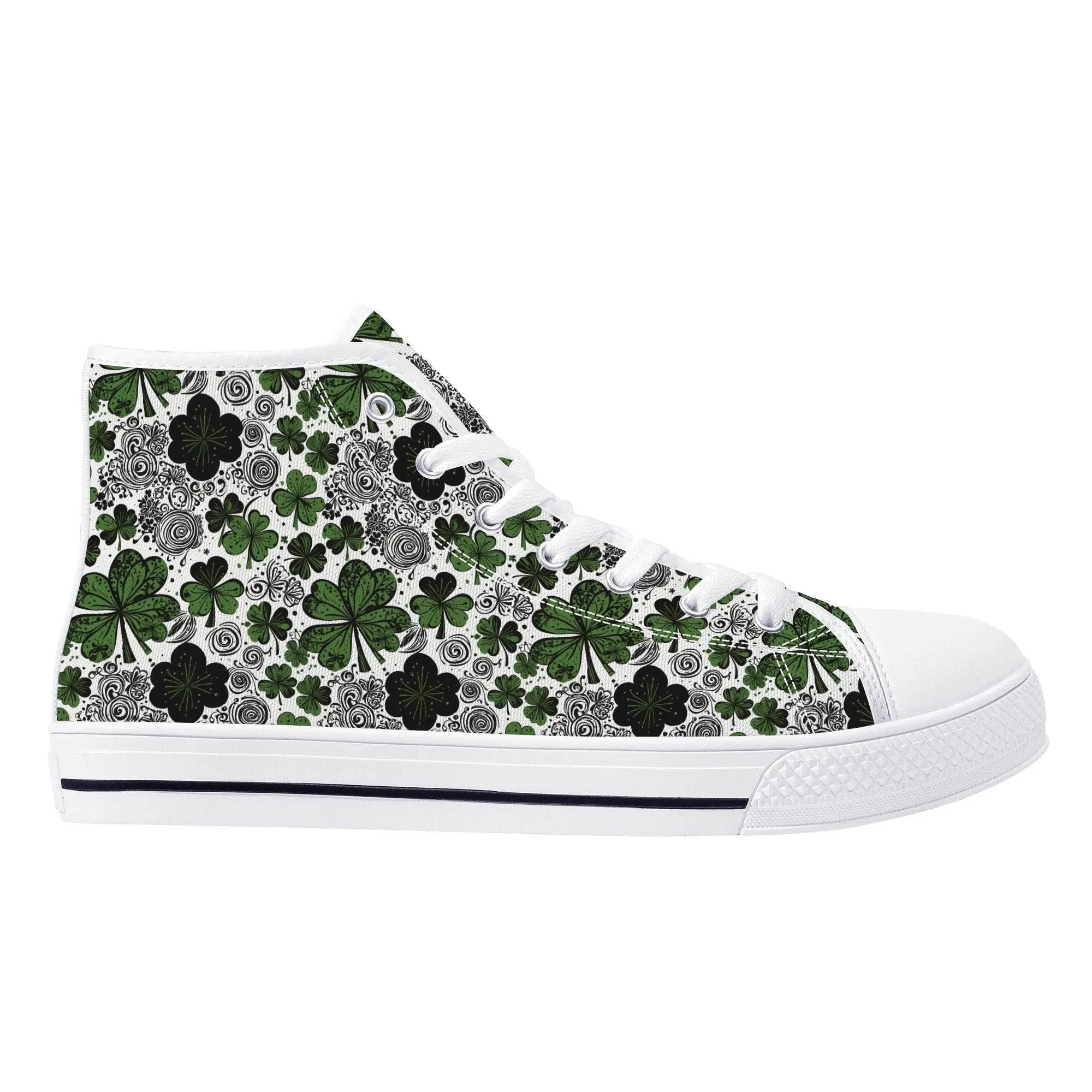 Scribbled Clover Womens High Top Canvas Shoes