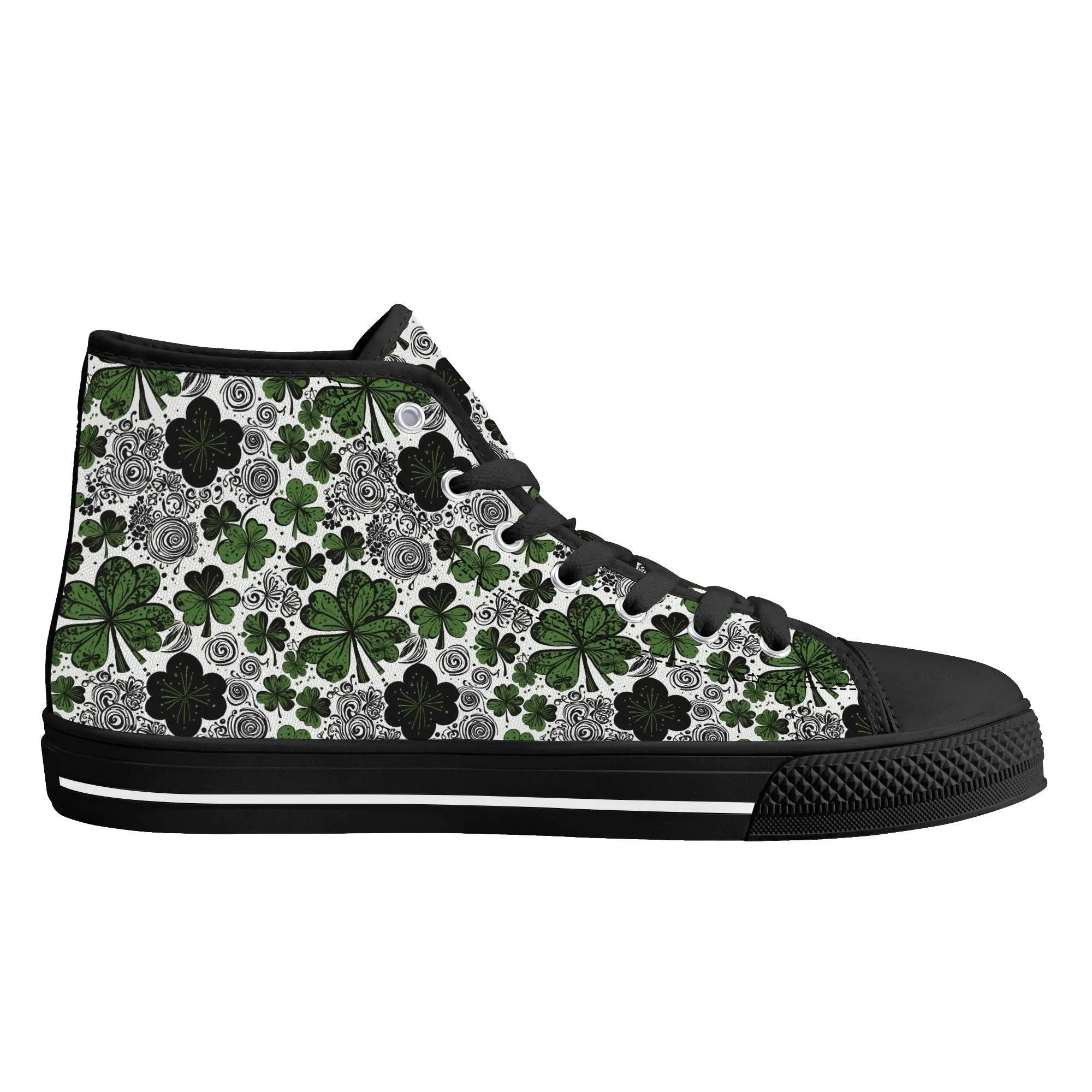 Scribbled Clover Womens High Top Canvas Shoes