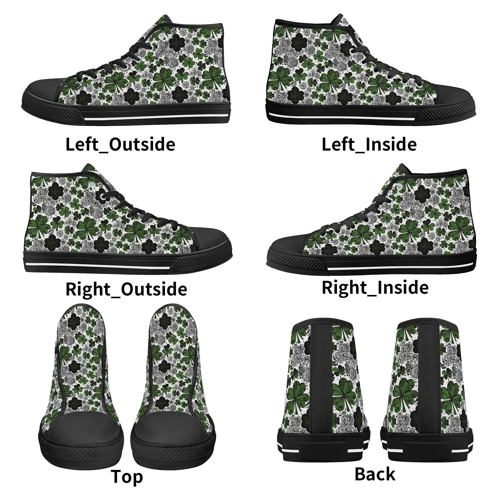 Scribbled Clover Womens High Top Canvas Shoes