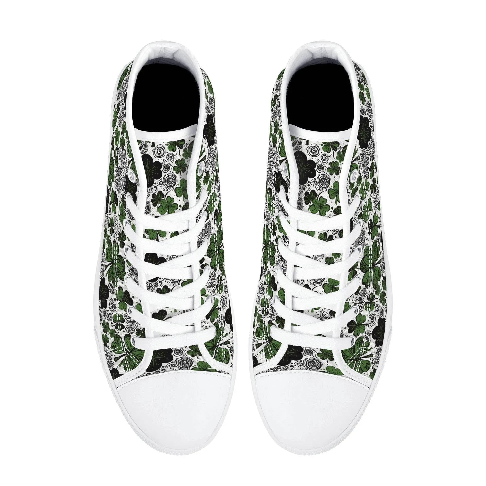 Scribbled Clover Womens High Top Canvas Shoes