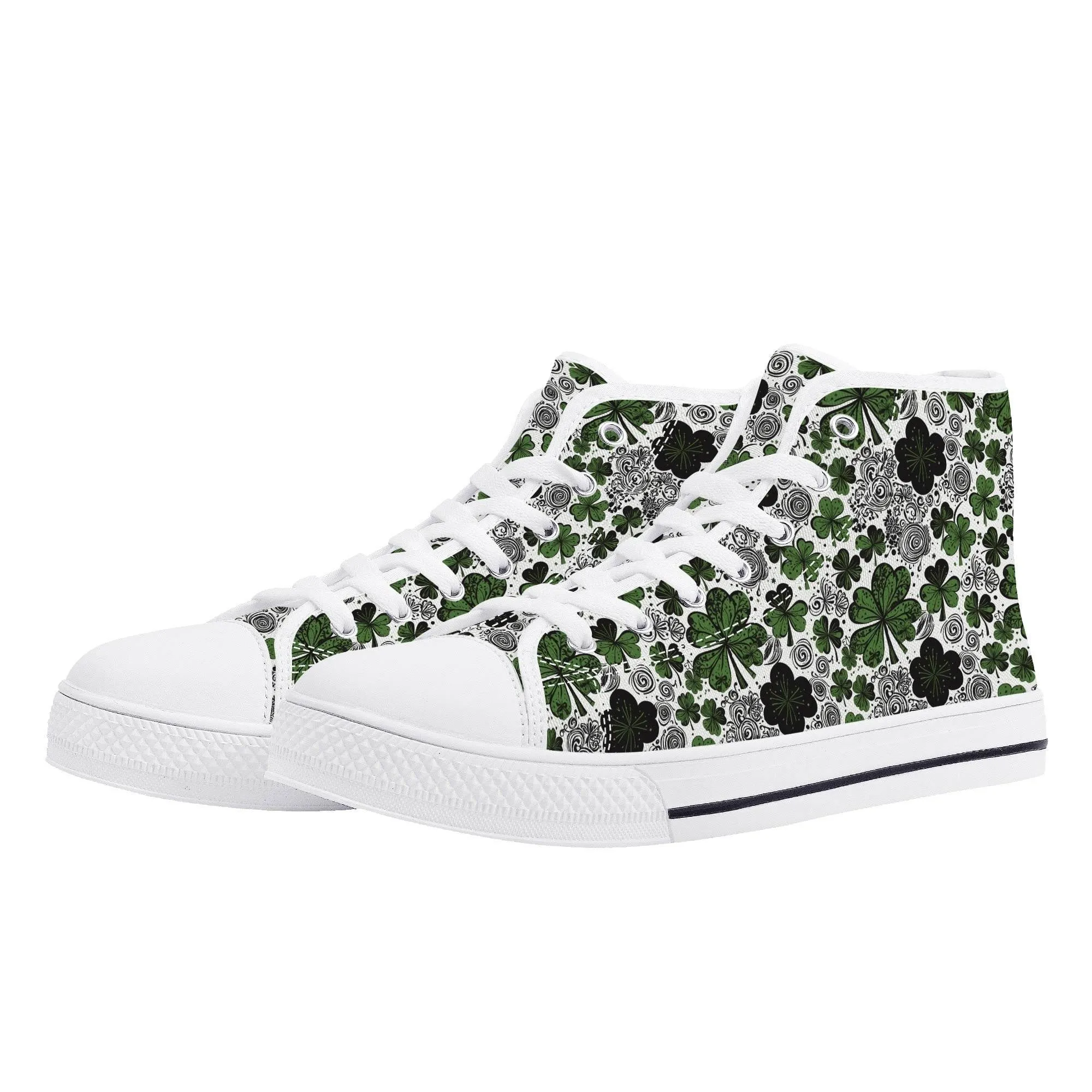 Scribbled Clover Womens High Top Canvas Shoes