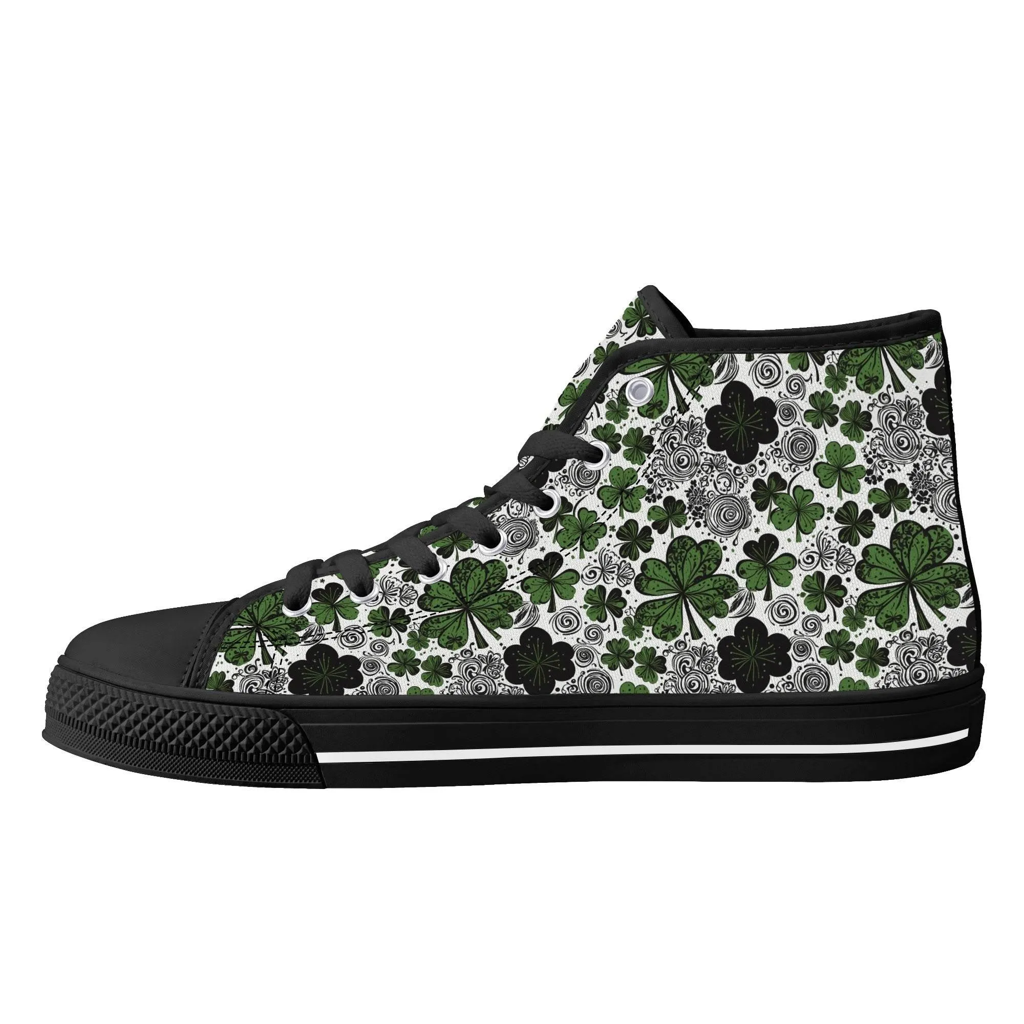 Scribbled Clover Womens High Top Canvas Shoes