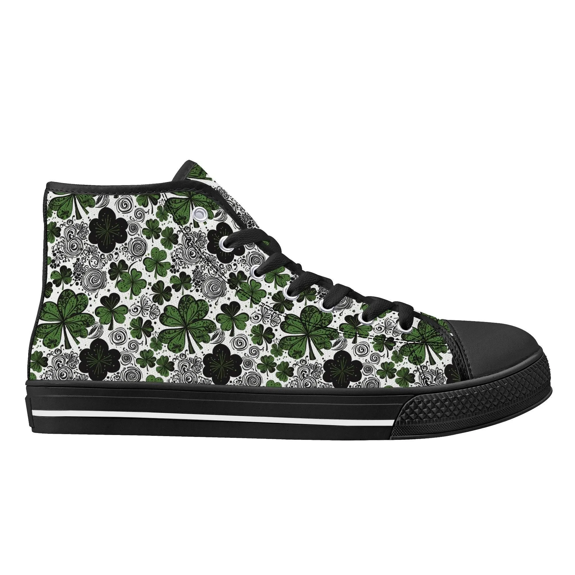 Scribbled Clover Womens High Top Canvas Shoes