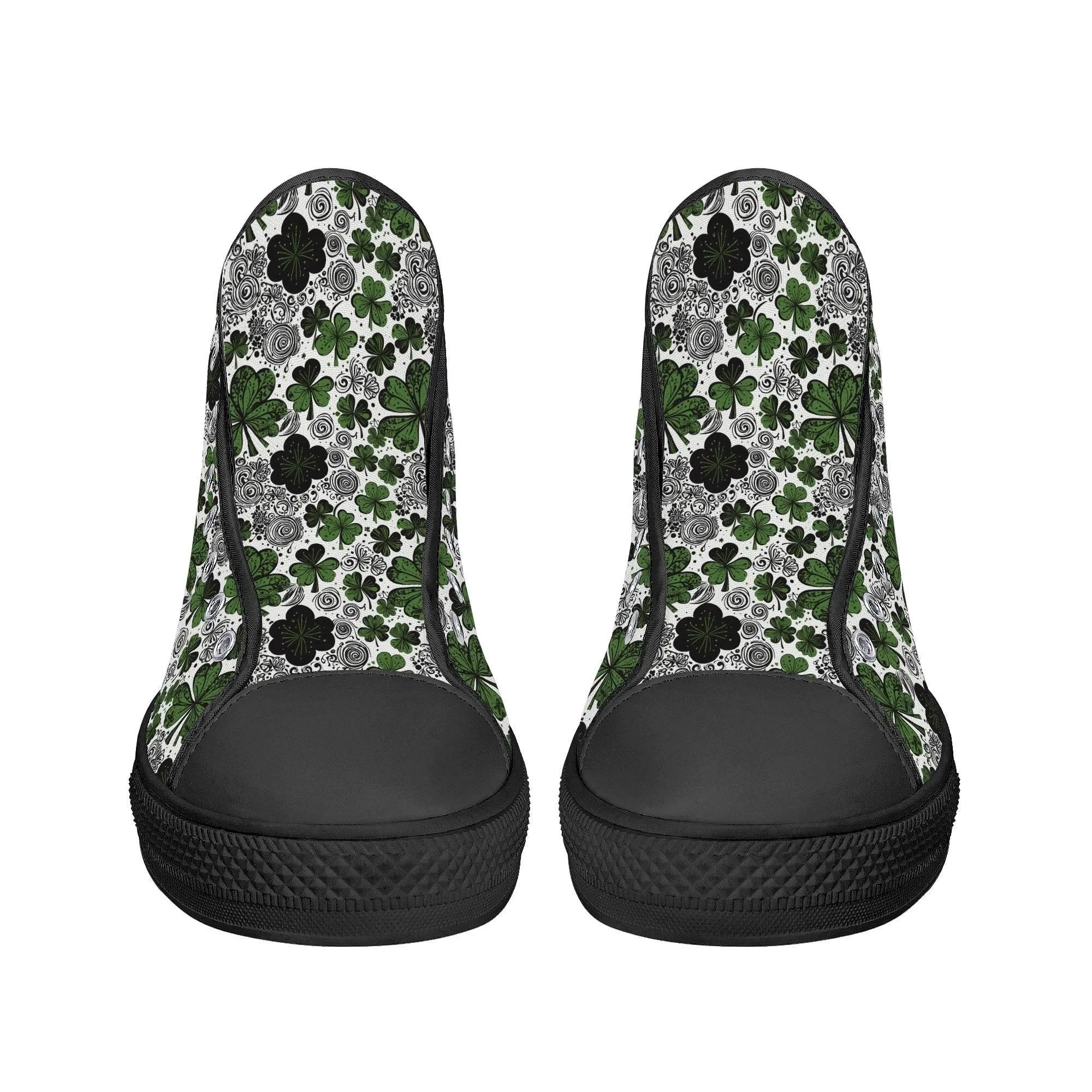 Scribbled Clover Womens High Top Canvas Shoes