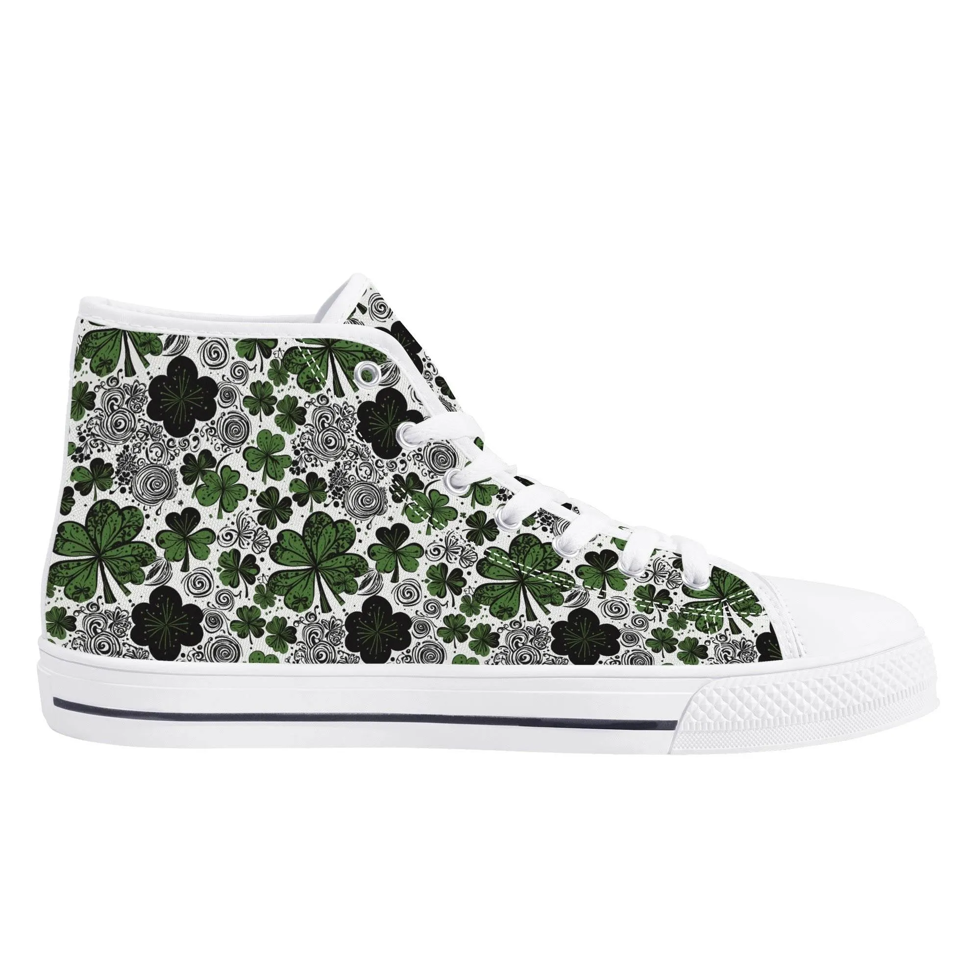 Scribbled Clover Womens High Top Canvas Shoes
