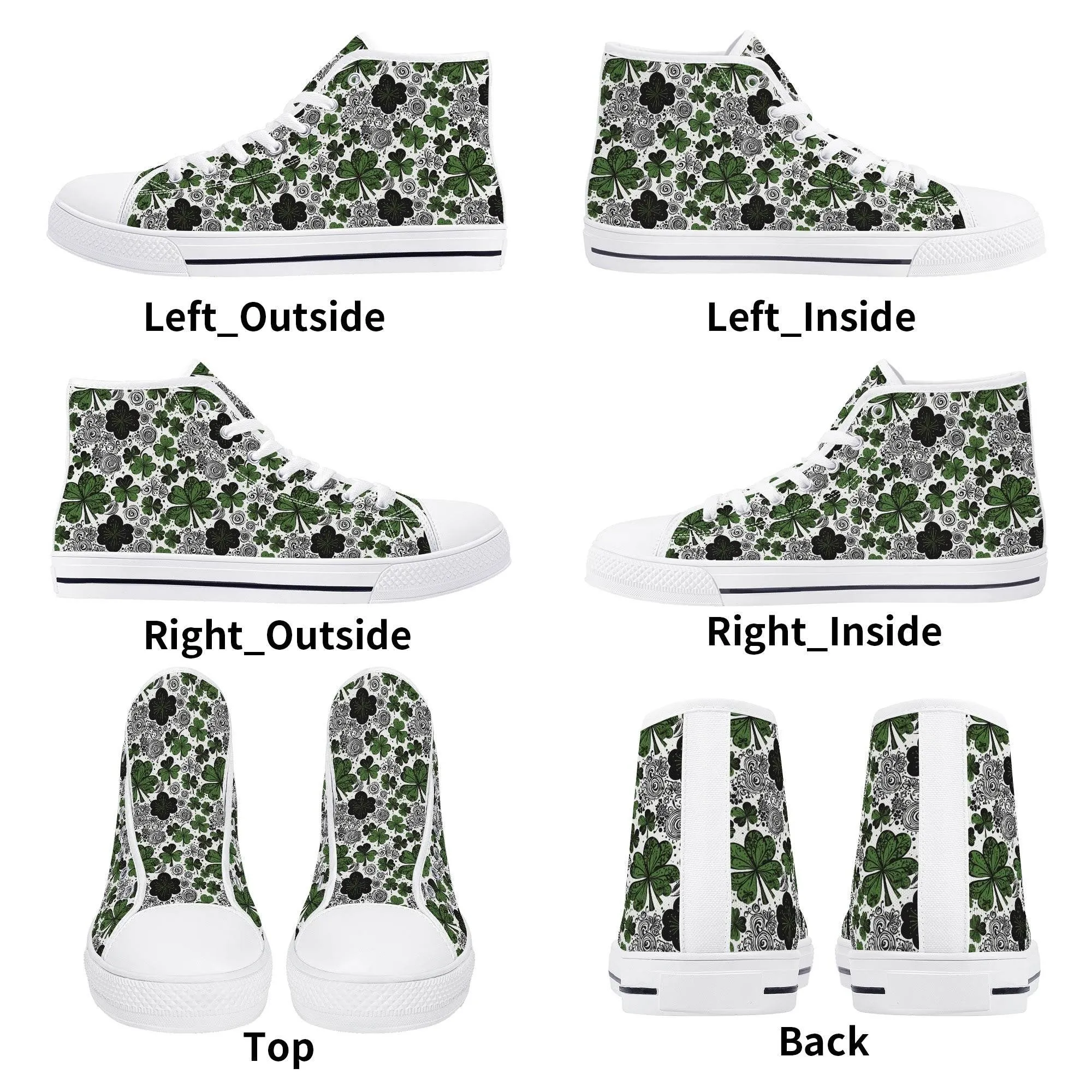 Scribbled Clover Womens High Top Canvas Shoes