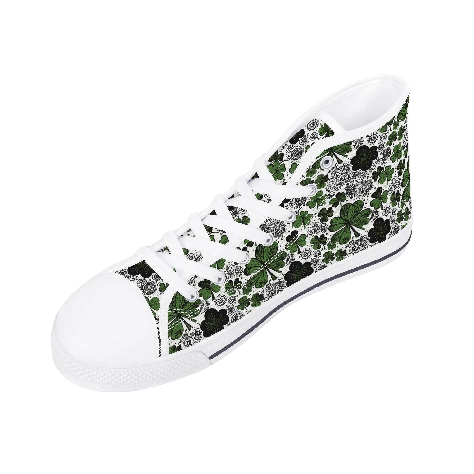 Scribbled Clover Womens High Top Canvas Shoes