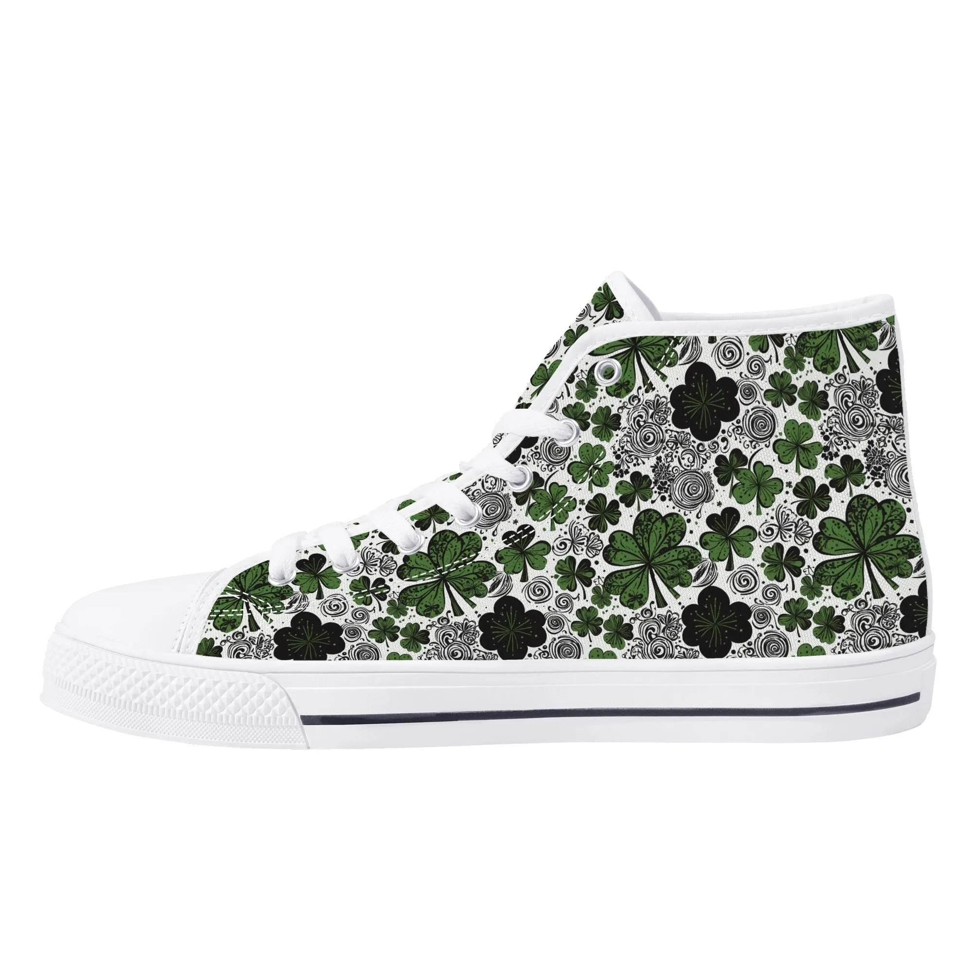 Scribbled Clover Womens High Top Canvas Shoes