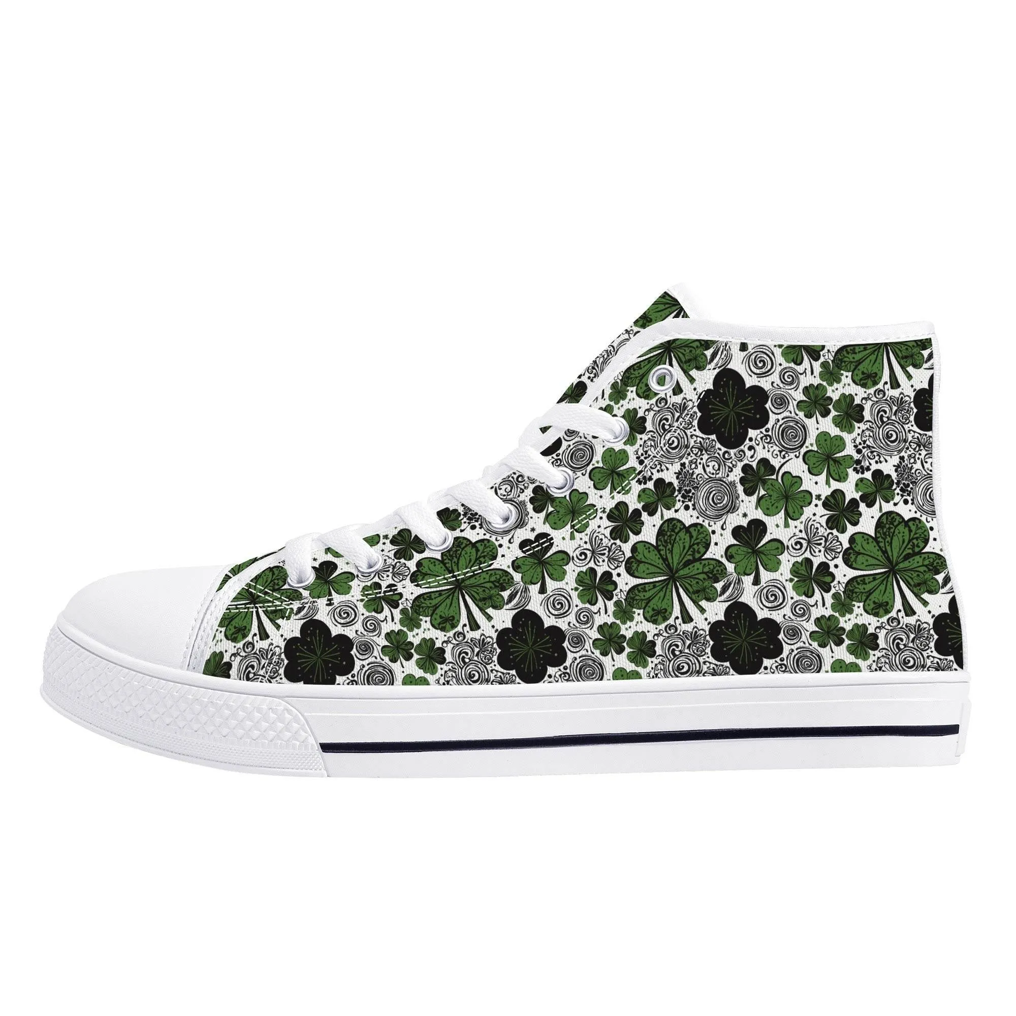 Scribbled Clover Womens High Top Canvas Shoes