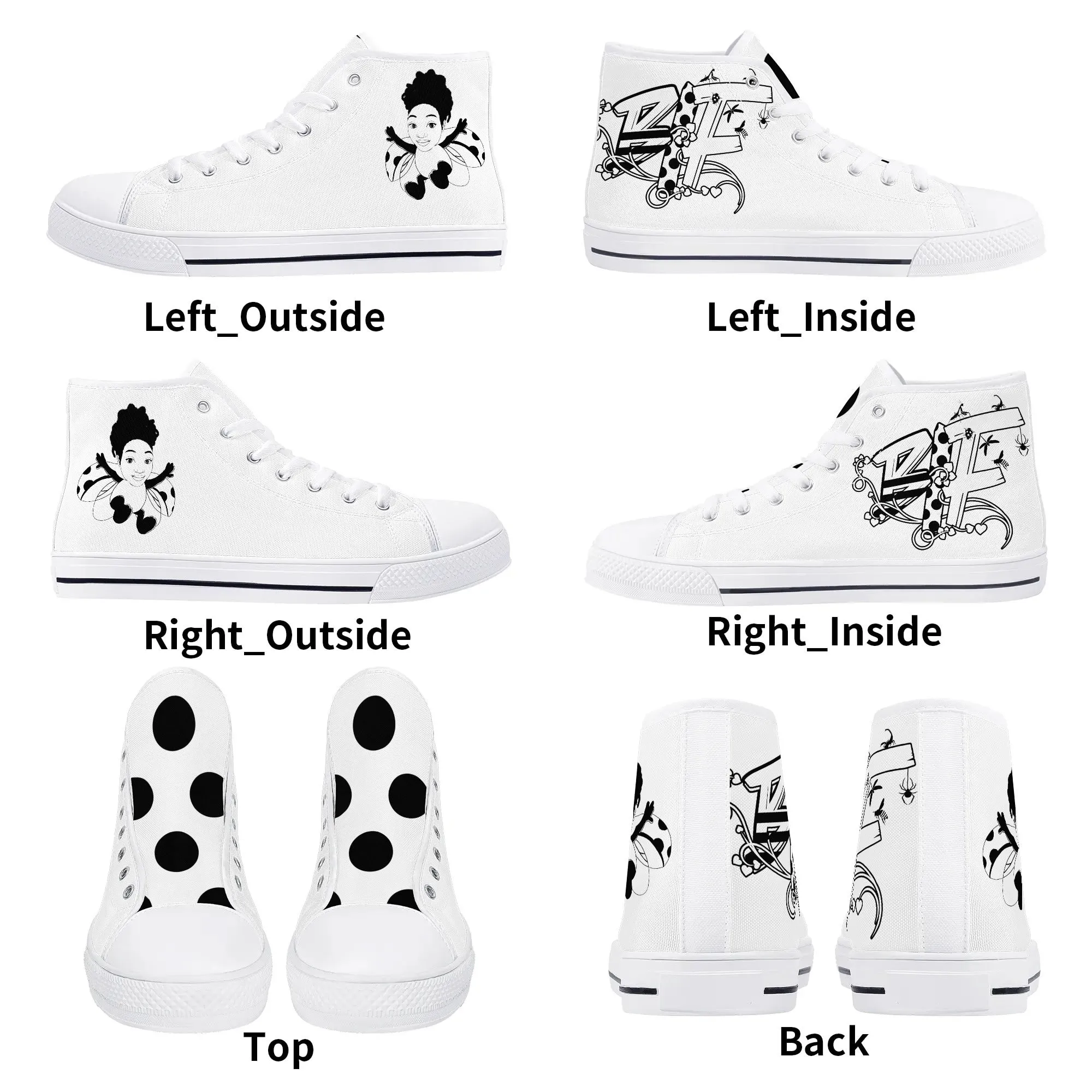 Womens High Top Canvas Shoes - Customized Tongue