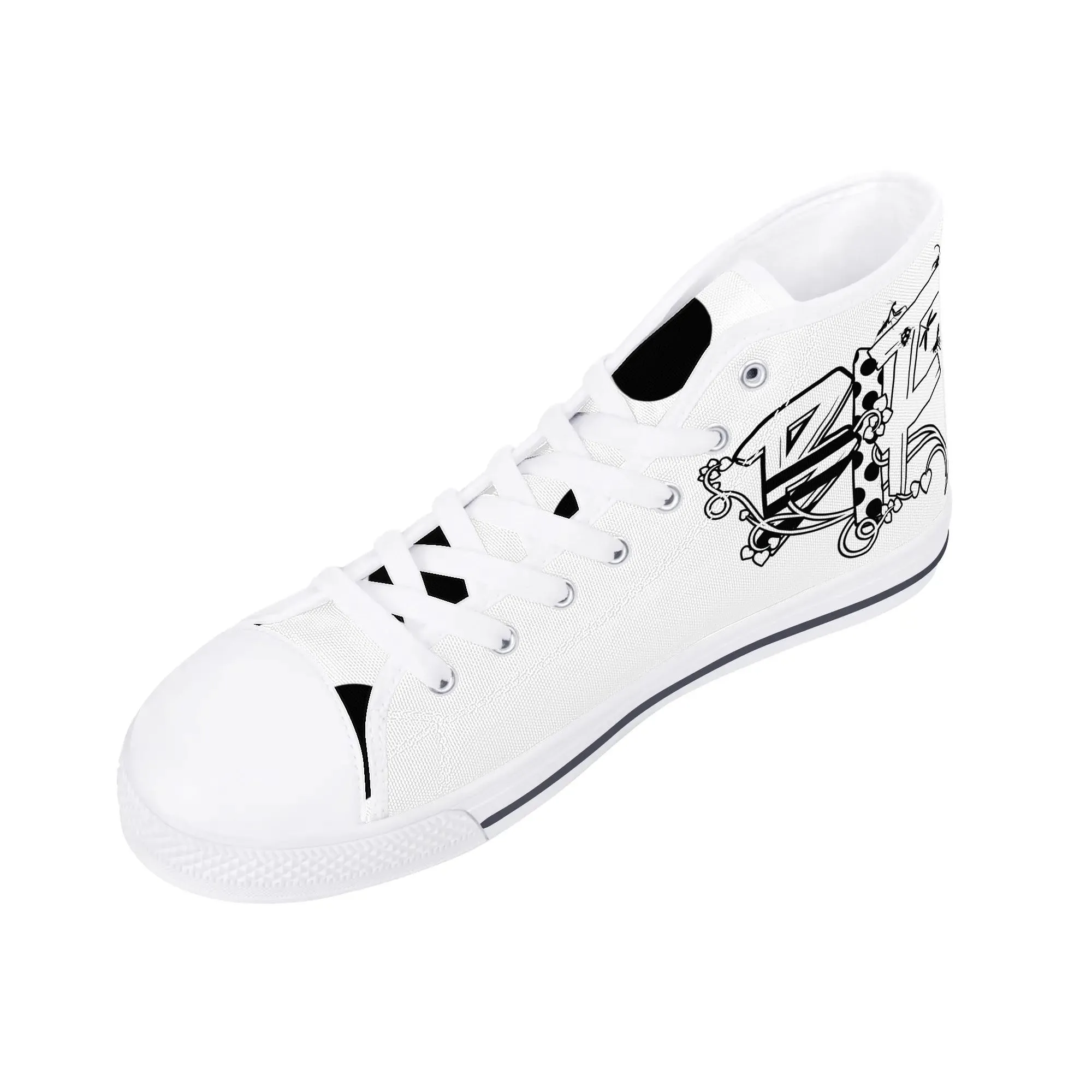 Womens High Top Canvas Shoes - Customized Tongue